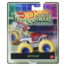 Hot Wheels Camion Monster Truck JFX08 phosphorescent brillant dans le noir 1:64 pour enfant à partir de 3 ans