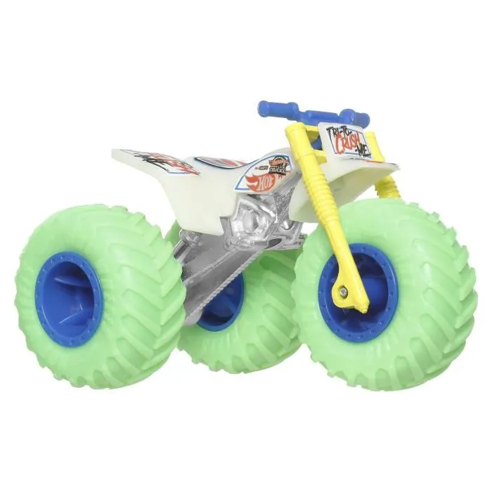 Hot Wheels Camion Monster Truck JFX08 phosphorescent brillant dans le noir 1:64 pour enfant à partir de 3 ans