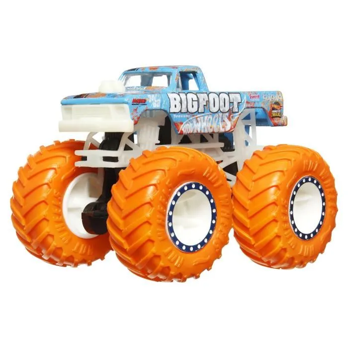 Hot Wheels Camion Monster Truck JFX08 phosphorescent brillant dans le noir 1:64 pour enfant à partir de 3 ans