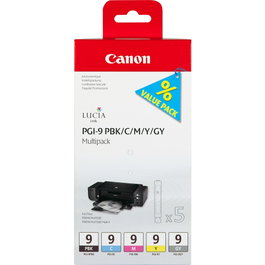 Canon PGI-9 Multipack de 5 Cartouches d'Encre (PBK/C/M/Y/GY)