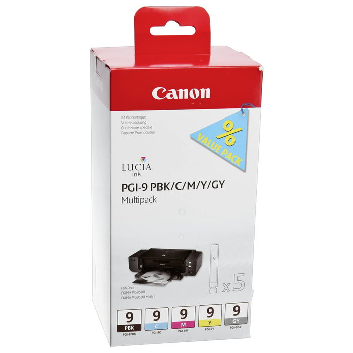 Canon PGI-9 Multipack de 5 cartouches d'encre (PBK/C/M/Y/GY)