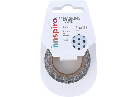 Innspiro Cinta masking tape Washi Serie Deco topos negros 15mm x 10m
