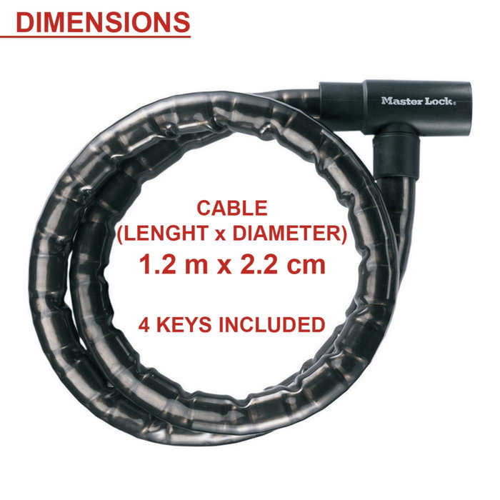 Master Lock Câble antivol à clé en acier 8115EURDPS - Noir Master Lock Câble antivol à clé en acier 8115EURDPS - Noir