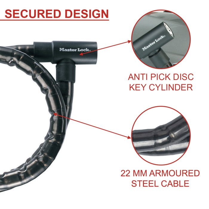 Master Lock Câble antivol à clé en acier 8115EURDPS - Noir Master Lock Câble antivol à clé en acier 8115EURDPS - Noir