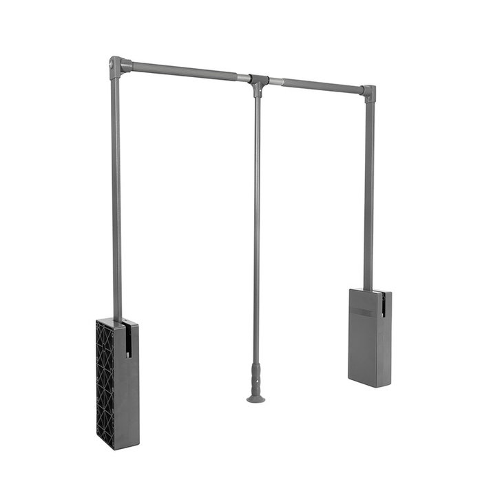 Herrajes ALK Perchero Abatible Série Óptima Acabado Grafito, Réglage télescopique 600-830 mm, Portée 10 kg pour Placard Herrajes ALK Perchero Abatible Série Óptima Acabado Grafito, Réglage télescopique 600-830 mm, Portée 10 kg pour Placard