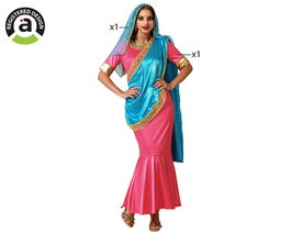 Déguisement Adulte Femme Thème Hindou Couleur Rose, Taille XS-S, Vêtement + Voile, Polyester