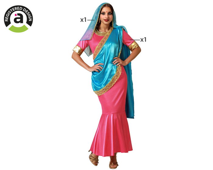 Déguisement Adulte Femme Thème Hindou Couleur Rose, Taille XS-S, Vêtement + Voile, Polyester Déguisement Adulte Femme Thème Hindou Couleur Rose, Taille XS-S, Vêtement + Voile, Polyester