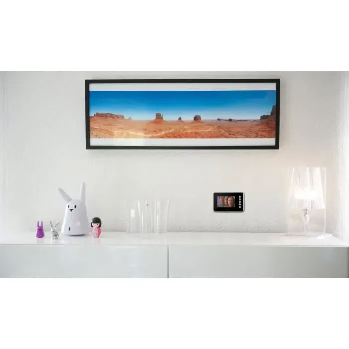 Chacon Visiophone Couleur 4 fils - Écran LCD Ultraplat 4,3" Noir avec Caméra Vision Nocturne, Fonction Portier Vidéo et Ouverture à Distance