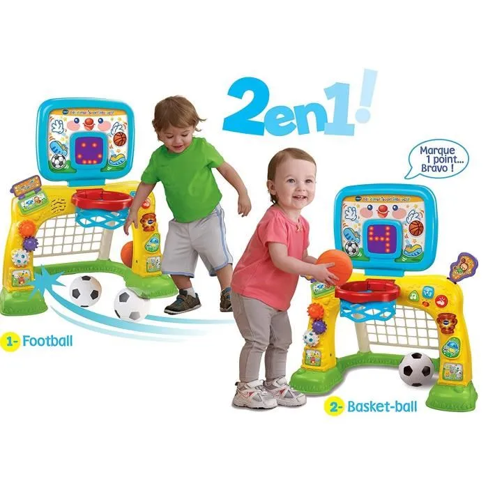 VTech Jeu interactif bébé multisport avec basket et foot, pour enfants de 12 à 36 mois, en français
