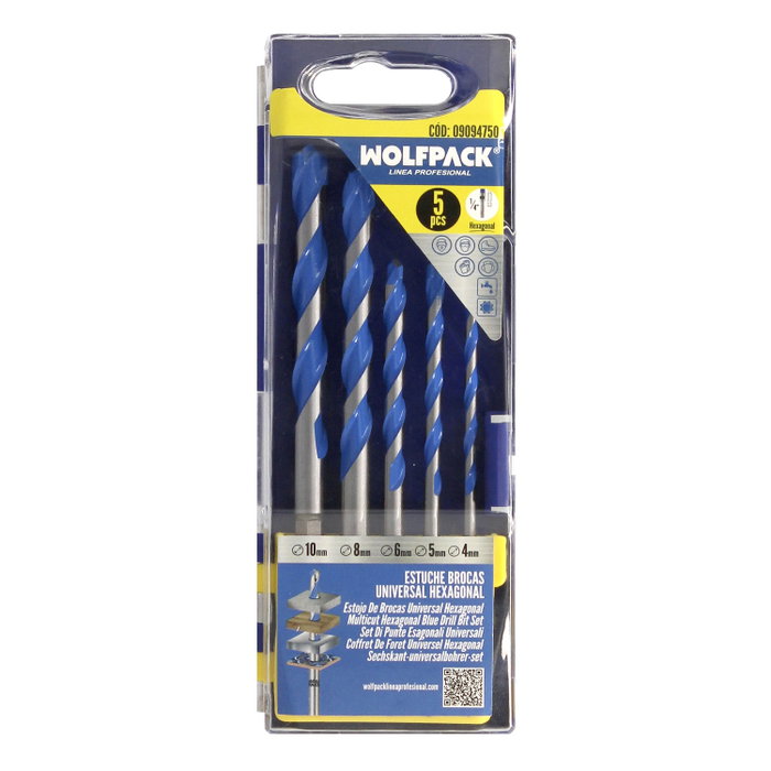 WOLFPACK LINEA PROFESIONAL Étui de forets universels hexagonaux (Lot de 5)