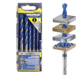 WOLFPACK LINEA PROFESIONAL Étui de forets universels hexagonaux (Lot de 5)