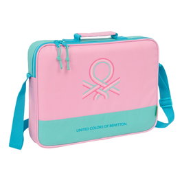 Benetton - Cartera bandoulière pour extrascolaire avec fond rigide amovible - Dimensions 38x28x6 cm - Noir