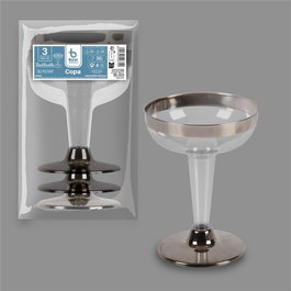 Best Products 3 verres bas réutilisables plastique 100cc argent - Ustensiles de fête