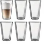Bodum Verres à Double Paroi Canteen - Lot de 6 Verres Thermo Isolants en Verre Borosilicate 0.4 L Transparent - Pour Café, Thé et Boissons