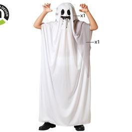 Déguisement Fantôme Blanc avec Capuche pour Garçon - Taille 7-9 Ans - Idéal pour Halloween et Anniversaire - Polyester