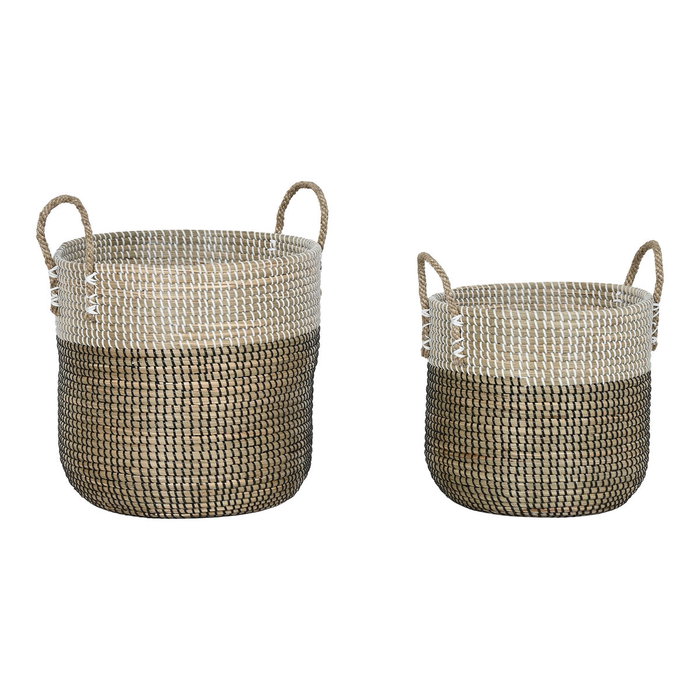 Set de basket Home ESPRIT Blanc Noir Naturel (2 Pièces) Set de basket Home ESPRIT Blanc Noir Naturel (2 Pièces)