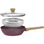 Arthur Martin AM3056 Sauteuse 24 cm Revêtement Céramique, Compatible Tous Feux Dont Induction, avec Couvercle et Panier Inox, Couleur Prune