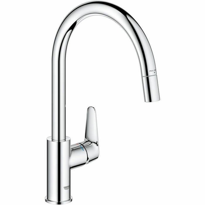 GROHE Start Curve Robinet de cuisine chromé avec bec haut en C et mousseur extractible