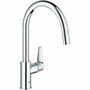 GROHE Start Curve Robinet de cuisine chromé avec bec haut en C et mousseur extractible
