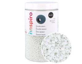 Innspiro Rocaille de verre ronde blanc opaque 2,3 mm 500g approx.