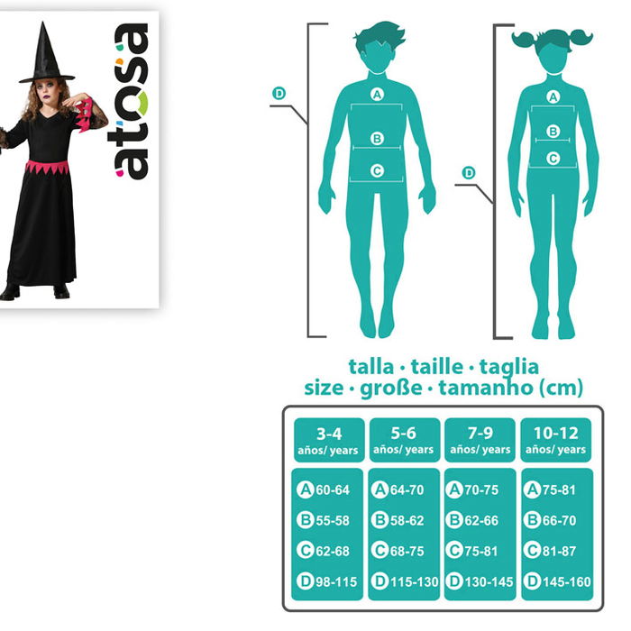 Costume pour Enfant Déguisement de Sorcière Robe Longue Rose avec Chapeau pour Fille 5-6 Ans - Halloween