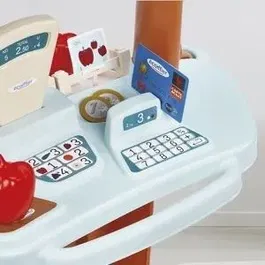 Ecoiffier Etal de marché Vert Azur, jeu d'imitation pour enfant avec chariot, balance, fruits, légumes, cagettes, fleurs et accessoires, Origine France