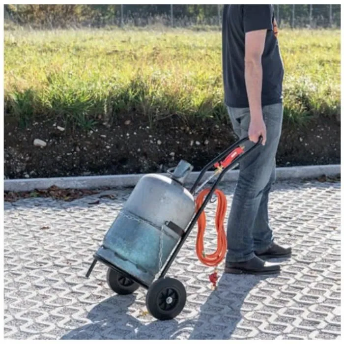 Rothenberger Chariot Porte Bouteille de Gaz Butane/Propane avec Roues en Caoutchouc et Chaîne Réglable - 50,5x14x99 cm