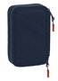 Safta Plumier double poche Munich Flash 28 pièces - Trousse scolaire en polyester 600D REACH - 12,5x19,5x4 cm - Bleu marine