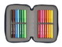 Safta Plumier double poche Munich Flash 28 pièces - Trousse scolaire en polyester 600D REACH - 12,5x19,5x4 cm - Bleu marine