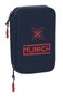 Safta Plumier double poche Munich Flash 28 pièces - Trousse scolaire en polyester 600D REACH - 12,5x19,5x4 cm - Bleu marine
