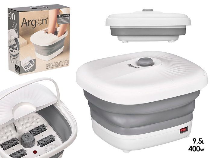 ARGON Masajeador de Pies Plegable en Silicone 400W 9,5L 35 x 14 x 38 cm Blanc et Gris (Set de 6) ARGON Masajeador de Pies Plegable en Silicone 400W 9,5L 35 x 14 x 38 cm Blanc et Gris (Set de 6)