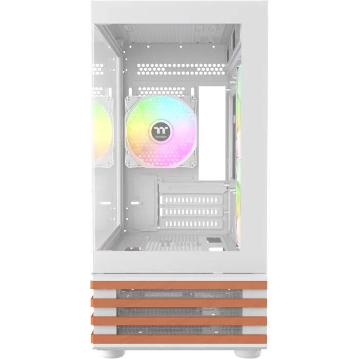 Thermaltake CA-1Z4 - View 170 WS ARGB Snow - Boîtier PC Mini tour, format Micro-ATX/Mini-ITX, 3 ventilateurs ARGB 120mm, façade en verre et bois, blanc