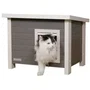 Kerbl ECO Eli Maison extérieure pour chat en composite durable - Toit rabattable, vitre en plexiglas - Gris et Blanc - 57 x 45 x 43 cm