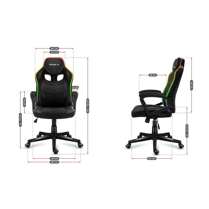 Chaise de jeu Huzaro HZ-Force 2.5 RGB Mesh Noir Gris