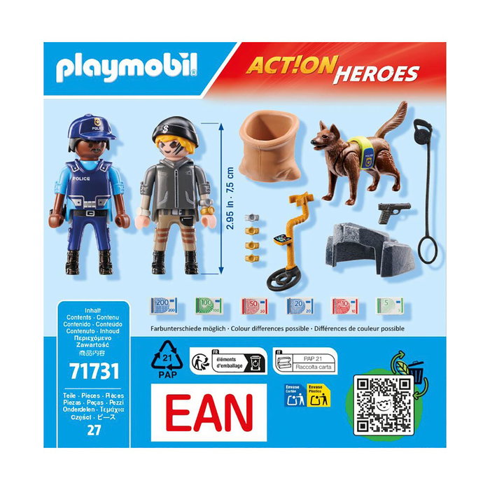 Playmobil 71731 Policier chien de recherche et voleur, Action Heroes Playmobil 71731 Policier chien de recherche et voleur, Action Heroes