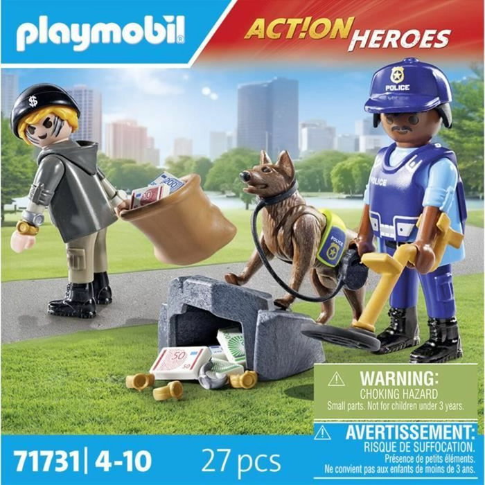 Playmobil 71731 Policier chien de recherche et voleur, Action Heroes Playmobil 71731 Policier chien de recherche et voleur, Action Heroes
