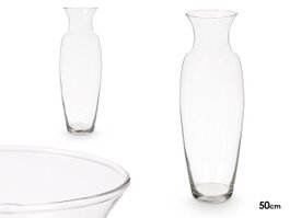 GIFTDECOR Vase en Verre Transparent à Col Large 53cm