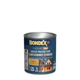 Bondex Lasure Bois 2 en 1 Satin Haute Protection 5 ans, Chene Clair - Protection Anti-UV, Antifongique, Anti-intempéries - Pour Bois Neufs et Anciens