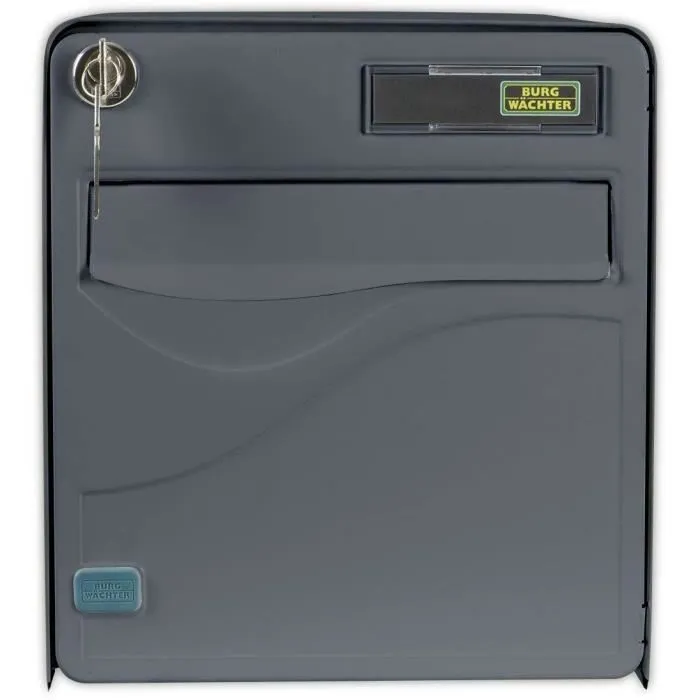 Burg-Wächter - BALTIC 1 - Boîte aux lettres sur pied en acier galvanisé - Ouverture latérale - Anthracite - Fabriqué en France