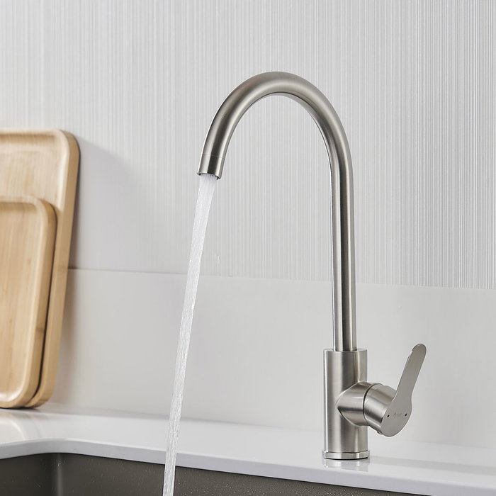 Mitigeur Fontastock Gris Acier inoxydable Céramique Alliage de Zinc Forme en C