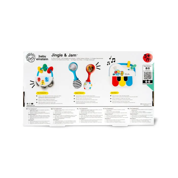 Baby Einstein Coffret musical Jingle & Jam pour bébé à partir de 3 mois - 4 instruments (piano, tambourin, 2 maracas) - Jouets d'éveil musical et sensoriel