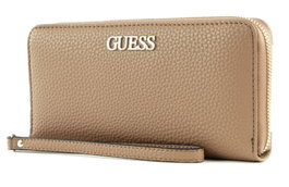 Guess - Portefeuille Alby en textile pour femmes, grande fermeture à glissière, couleur beige