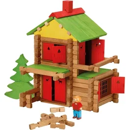 Jeujura Chalet en Bois 165 Pièces - Jeu de Construction en Bois Naturel à Assembler - Jouet Éducatif pour Enfants dès 5 Ans - Boîte 28 * 28 * 14 cm