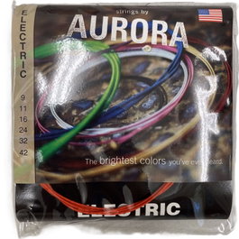 AURORA STRINGS Aurora Nitro Orange 9-42 Cordes pour guitare électrique Nickel/Silver Nickel, revêtement anticorrosion, fabriquées aux États-Unis
