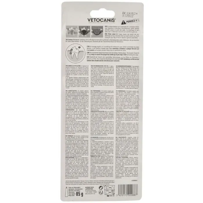 Vetocanis Kit Dentaire pour Chien - Brosse à Dents Double Tête, Dentifrice et Doigt de Massage Silicone - Réduit Tartre et Mauvaise Haleine