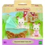 Sylvanian Families - Les jumeaux Lapin Chocolat et leur poussette double - Figurines miniatures avec accessoires - Jouet pour enfant à partir de 3 ans