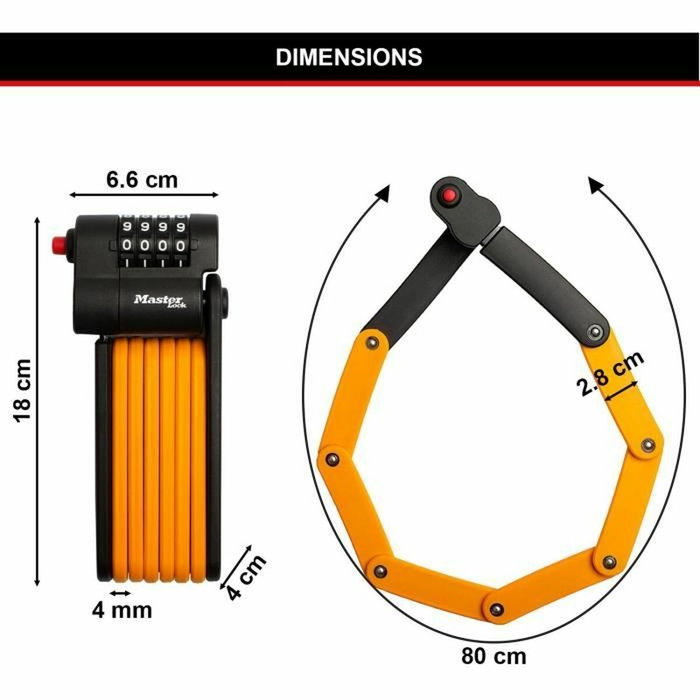 Master Lock Antivol Vélo Pliable 8336EURDPRO Orange