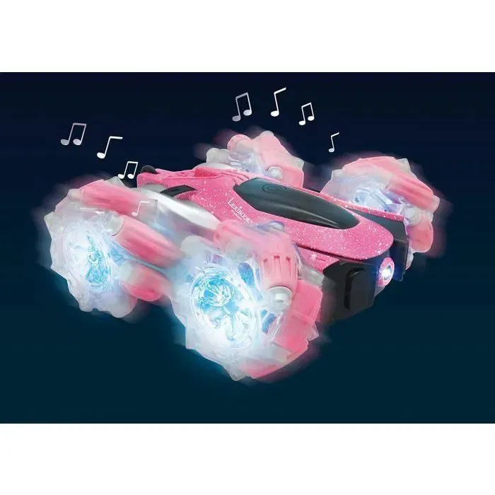 Lexibook Crosslander 360+ - Voiture télécommandée Tout-Terrain Rose, Rechargeable, Programmable, avec Éclairages et 4 Roues Directionnelles, pour Enfants 6 Ans et Plus