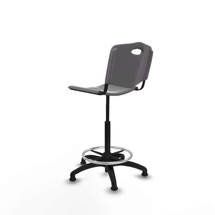 Tabouret Taburete Robledo Pivotant Chlorure de polyvinyle Gris clair Structure polyamide noire Sans accoudoirs Sans appui-tête Patins de chaises