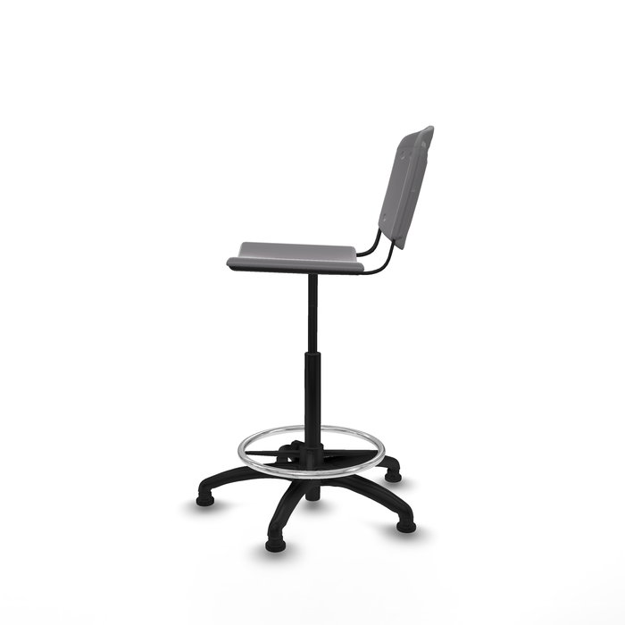 Tabouret Taburete Robledo Pivotant Chlorure de polyvinyle Gris clair Structure polyamide noire Sans accoudoirs Sans appui-tête Patins de chaises